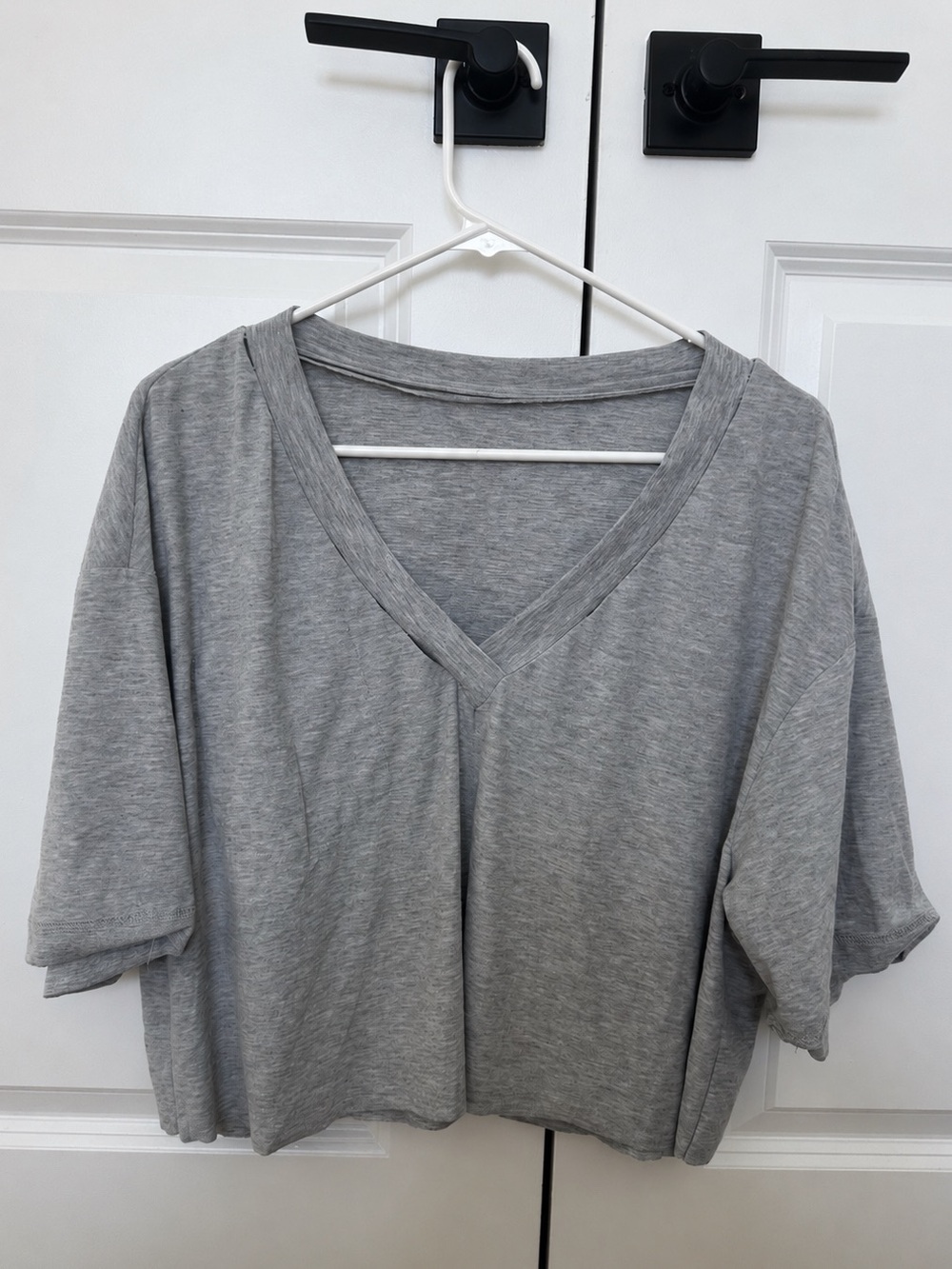 Super soft gray oversized V-neck tee